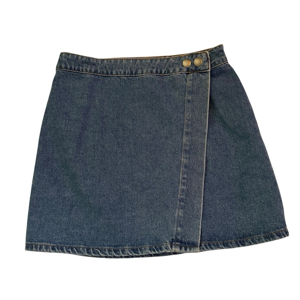 5/$25 SALE | ASOS Denim Wrap Mini‎ Skirt US 6 Blue Jean A-Line Button Cotton Y2K